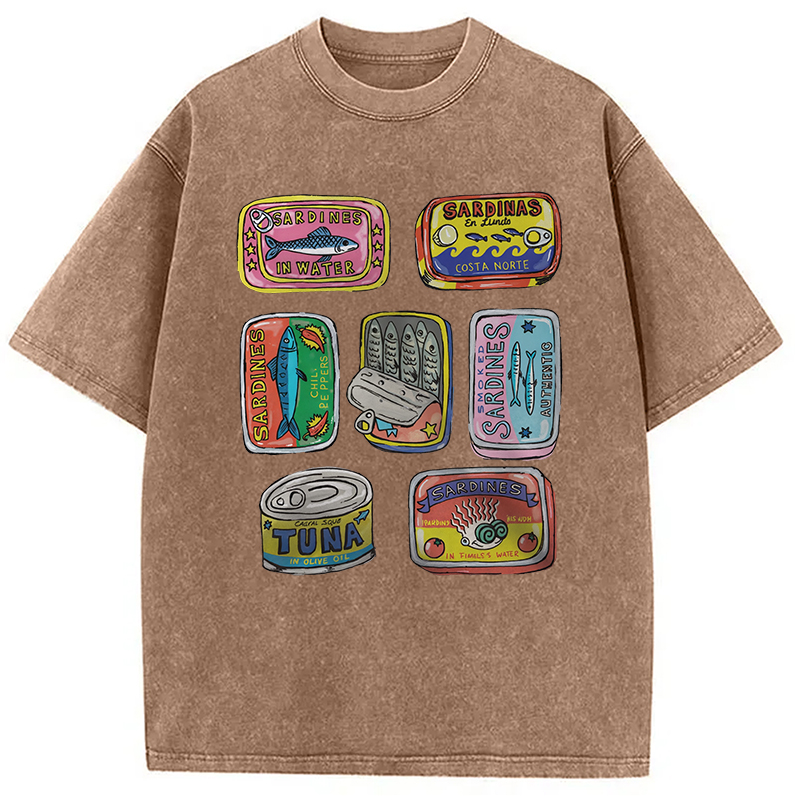 Modecanvas Sardines Canned Washed T-Shirt