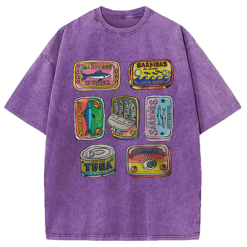 Modecanvas Sardines Canned Washed T-Shirt