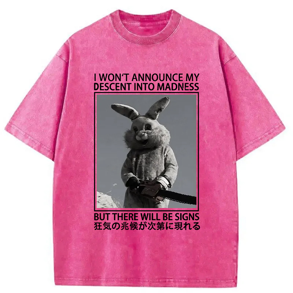 Modecanvas Rabbit Goes Into Madness Washed T-Shirt-modecanvas