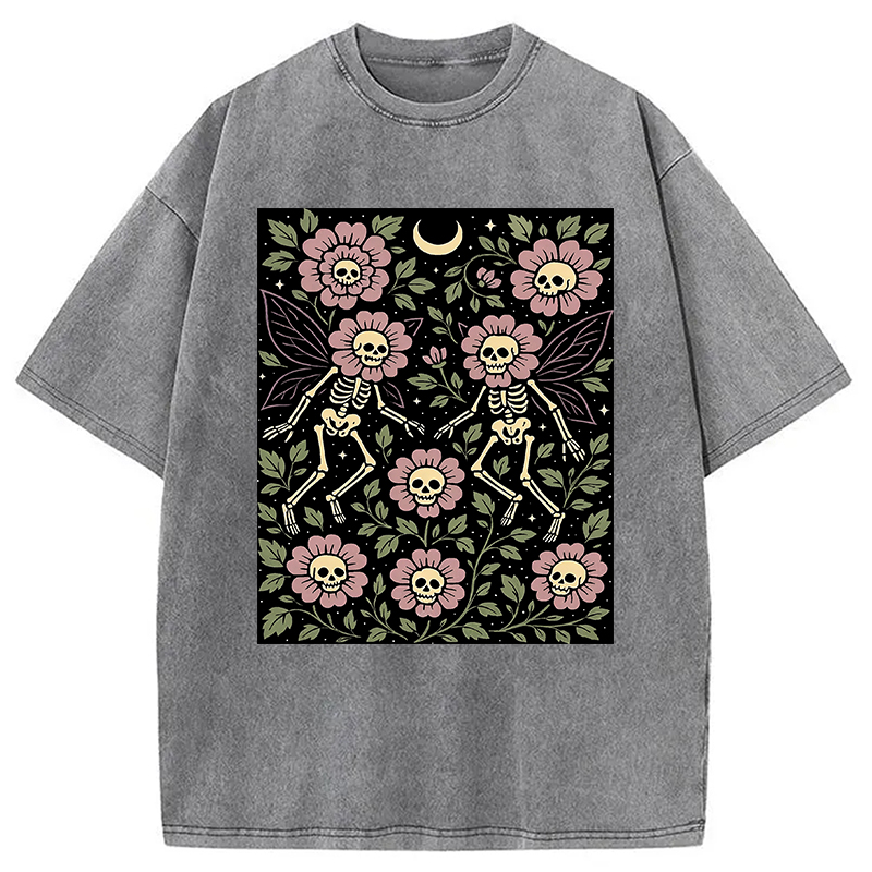 Modecanvas Skeleton Fairy Grunge Washed T-Shirt