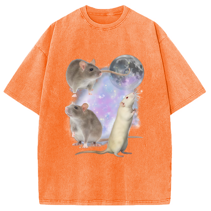 Modecanvas Three Rats Moon Washed T-Shirt