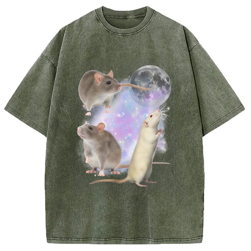 Modecanvas Three Rats Moon Washed T-Shirt