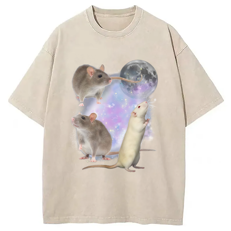Modecanvas Three Rats Moon Washed T-Shirt
