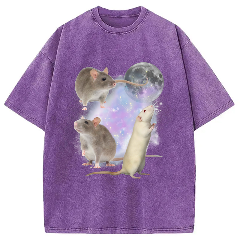 Modecanvas Three Rats Moon Washed T-Shirt