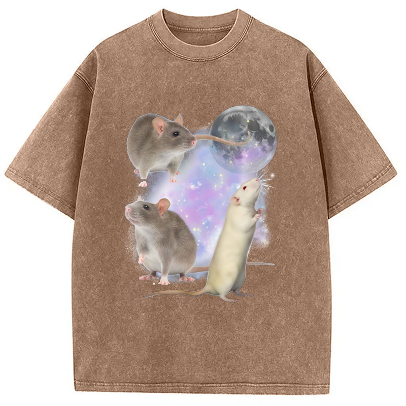 Modecanvas Three Rats Moon Washed T-Shirt