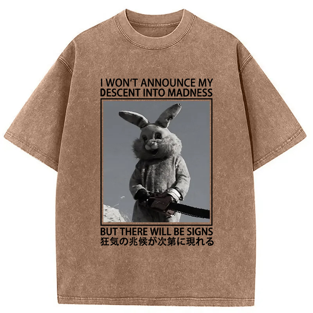 Modecanvas Rabbit Goes Into Madness Washed T-Shirt-modecanvas