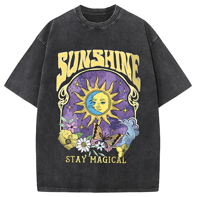 Modecanvas Sunshine Stay Magical Washed T-Shirt