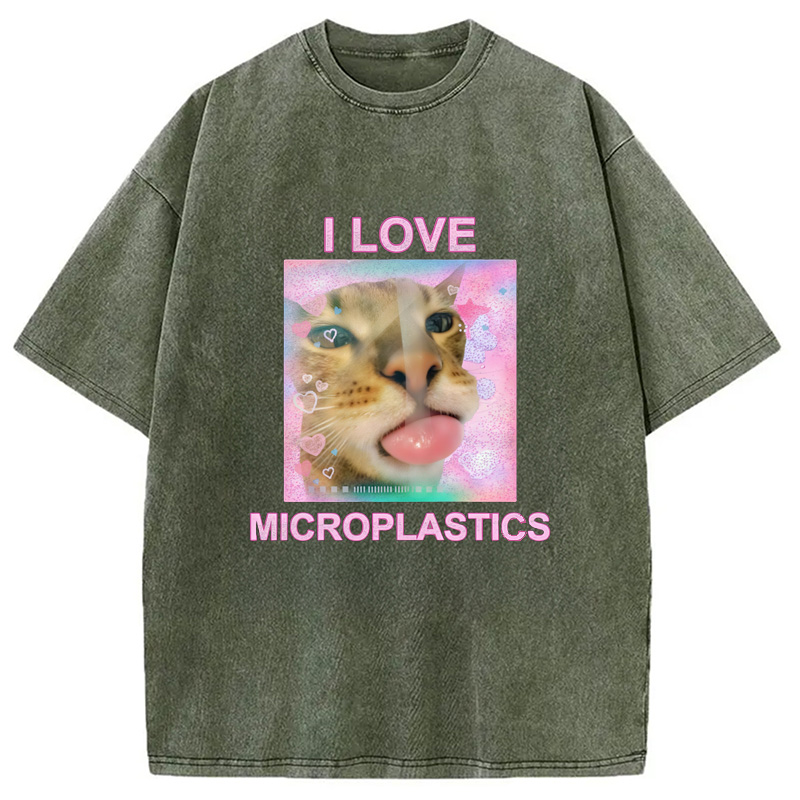 Modecanvas I Love Microplastics Washed T-Shirt