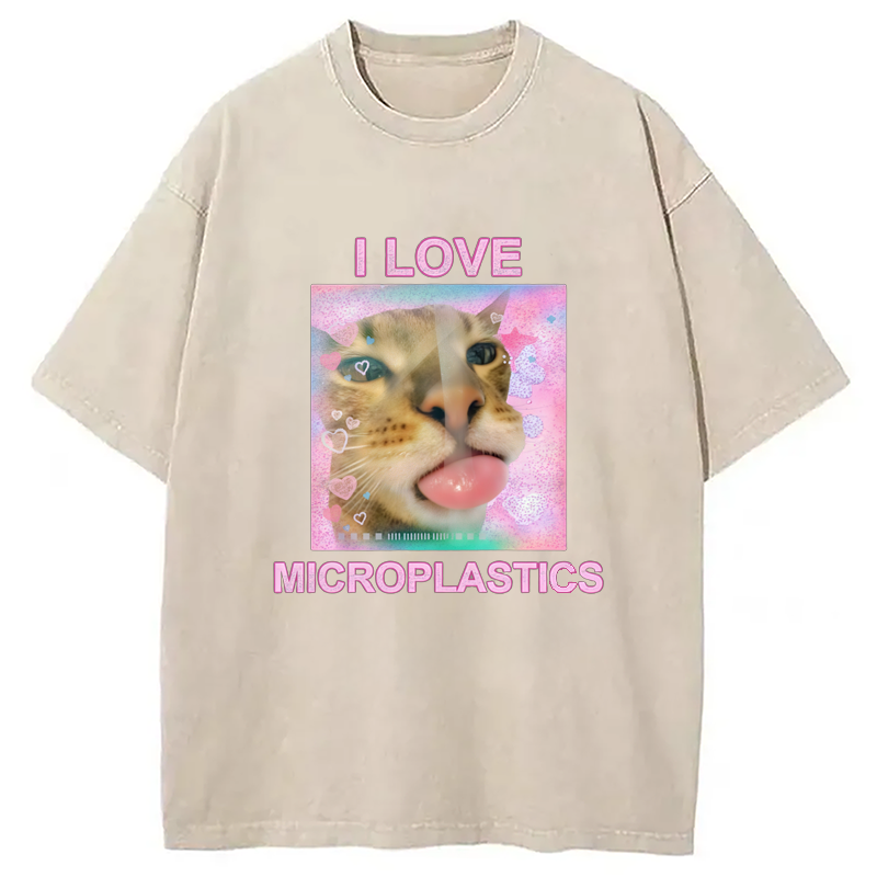 Modecanvas I Love Microplastics Washed T-Shirt