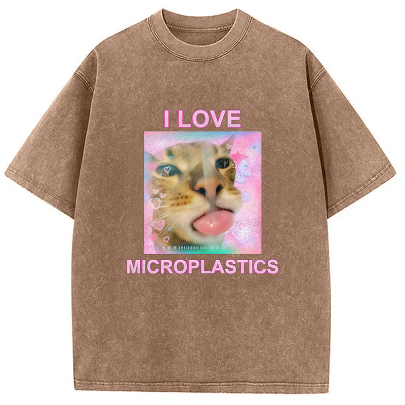 Modecanvas I Love Microplastics Washed T-Shirt