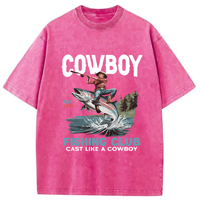 Modecanvas Vintage Cowboy Fish Washed T-Shirt