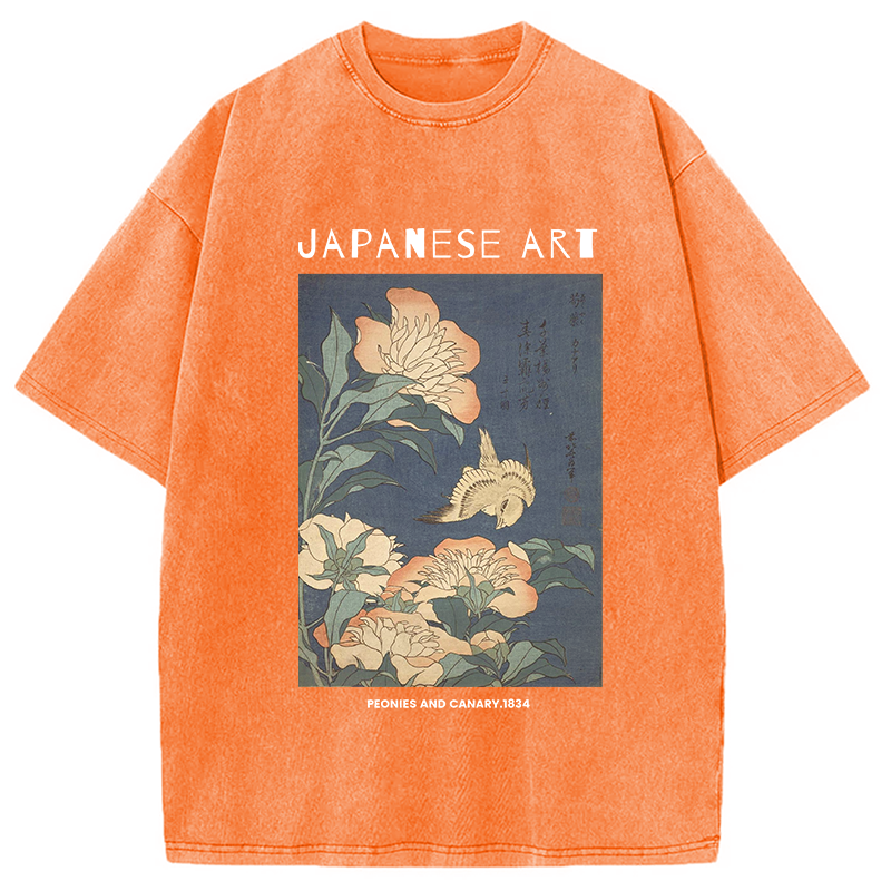 Modecanvas Peonies and Cherry Washed T-Shirt