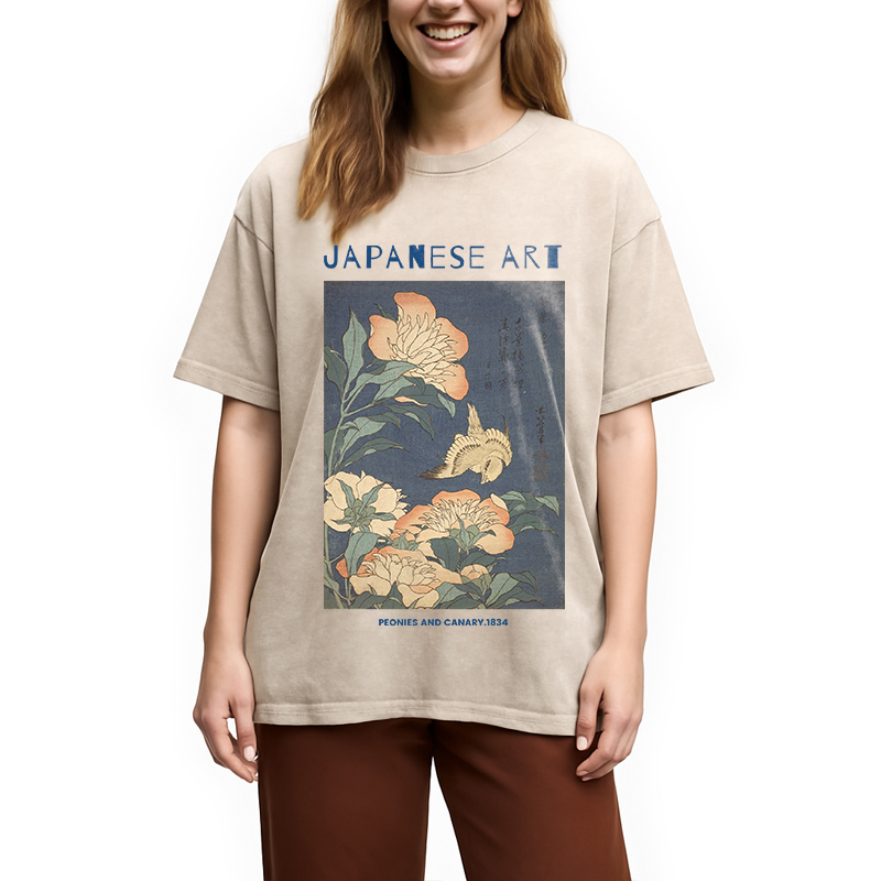 Modecanvas Peonies and Cherry Washed T-Shirt