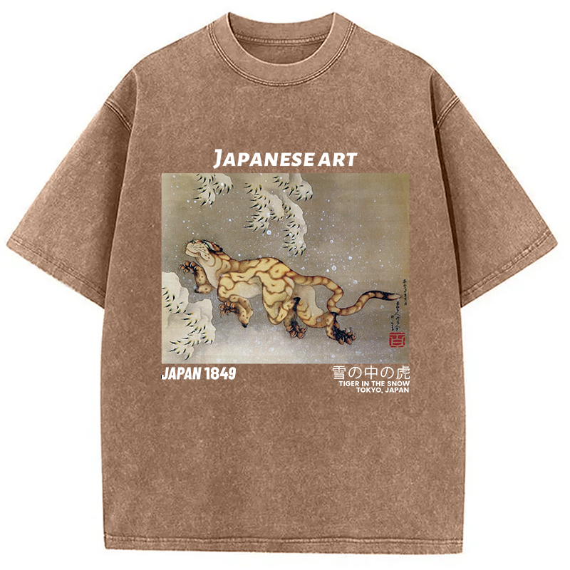 Modecanvas Tiger in the Snow Washed T-Shirt