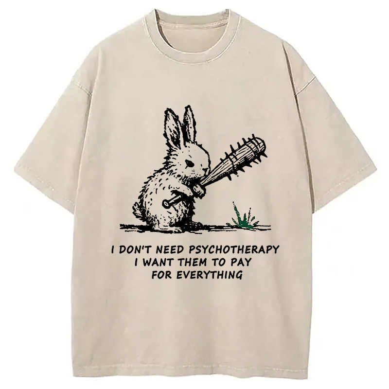 Modecanvas Violent Rabbit Funny Washed T-Shirt