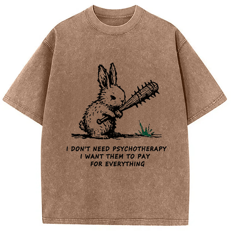 Modecanvas Violent Rabbit Funny Washed T-Shirt
