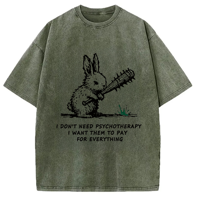 Modecanvas Violent Rabbit Funny Washed T-Shirt