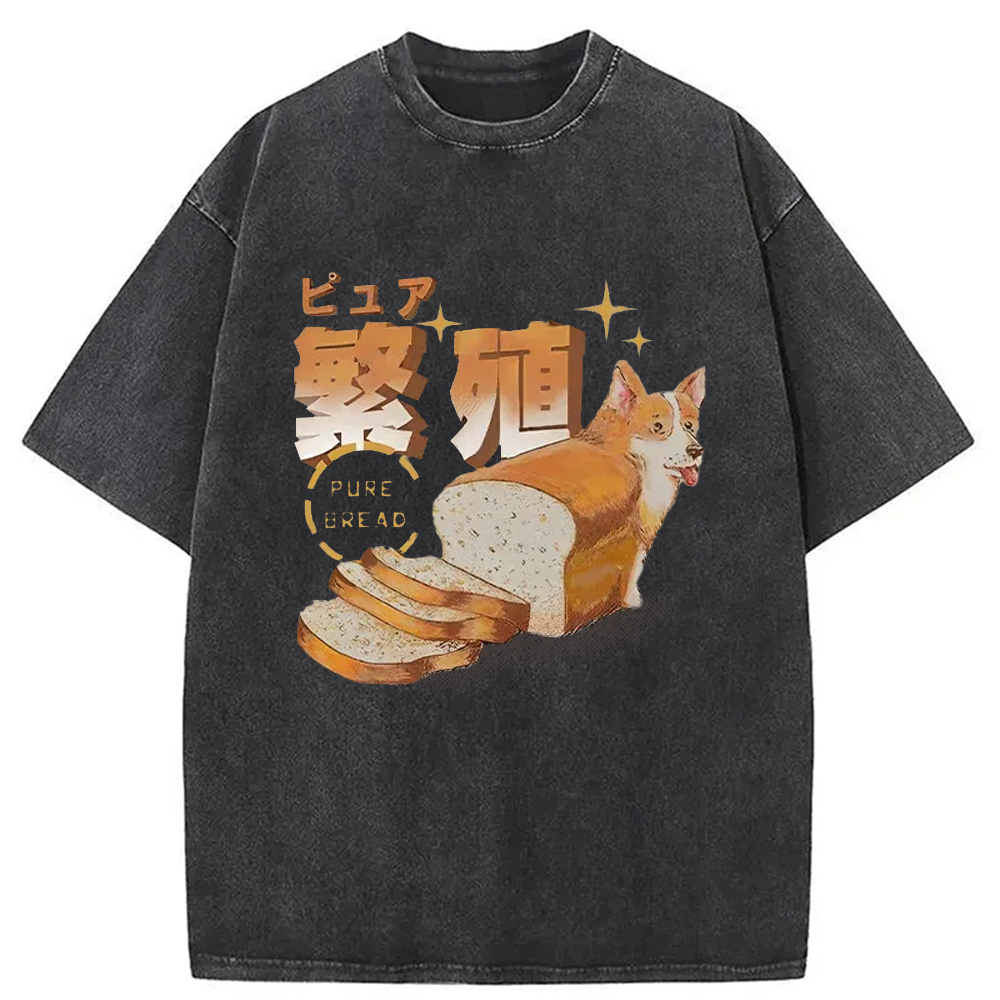 Modecanvas Pure Bread Dog Funny Washed T-Shirt