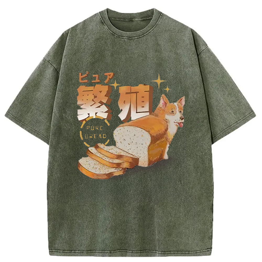 Modecanvas Pure Bread Dog Funny Washed T-Shirt
