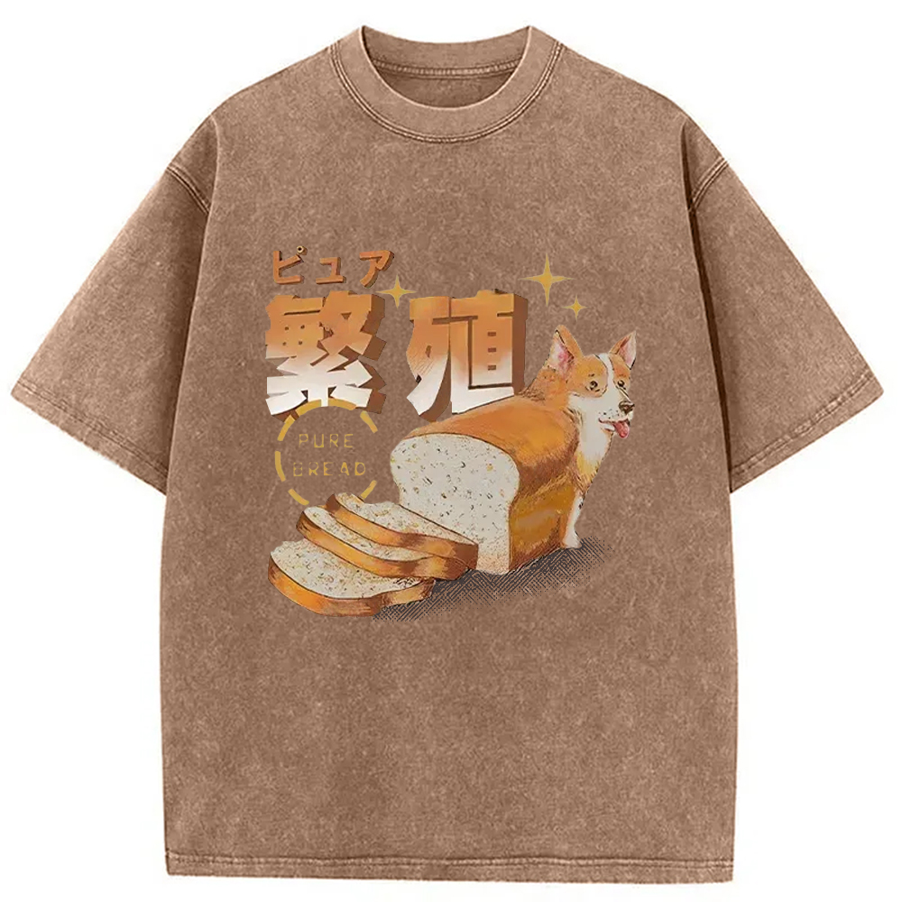 Modecanvas Pure Bread Dog Funny Washed T-Shirt