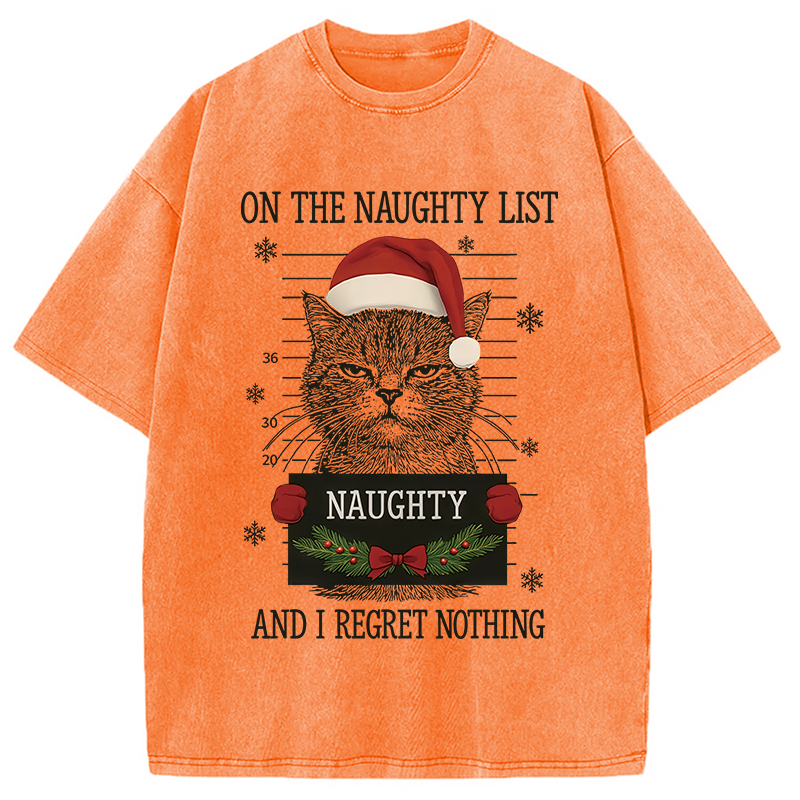 Modecanvas Christmas Naughty Cat Washed T-Shirt