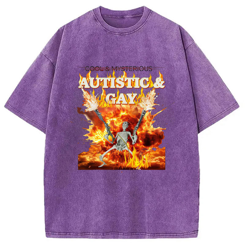 Modecanvas Autistic Gay Skeleton Washed T-Shirt