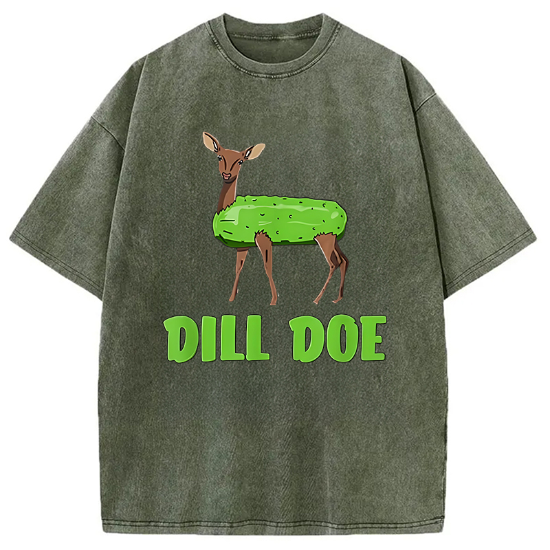 Modecanvas Funny Dill Doe Pun Washed T-Shirt