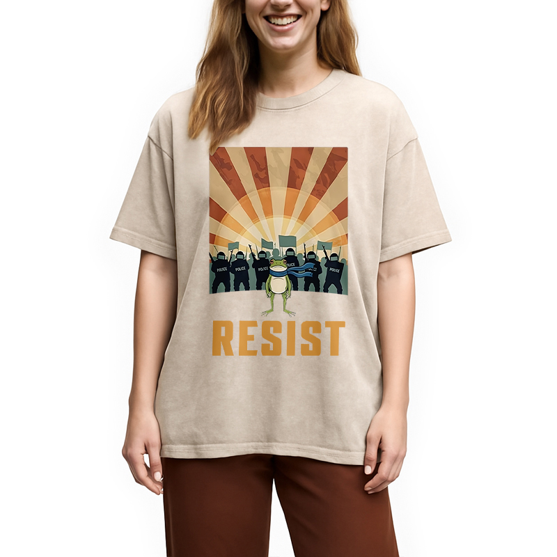 Modecanvas Portland Frog Protest Washed T-Shirt