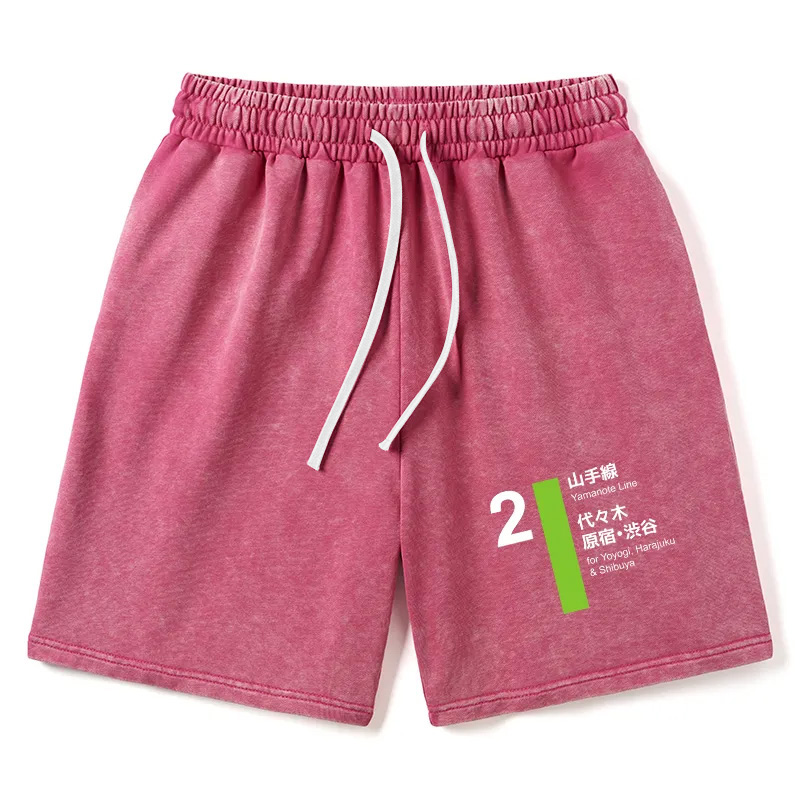 Modecanvas Yamanote Line Shibuya and Harajuku Washed Shorts