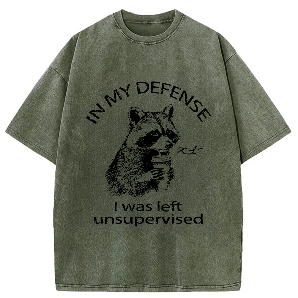 Modecanvas Left Unsupervised Raccoon Washed T-Shirt