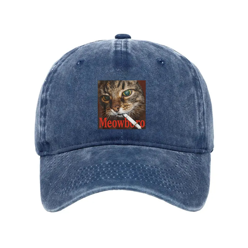 Modecanvas Funny Smoking Cat Meme Washed Cap-modecanvas