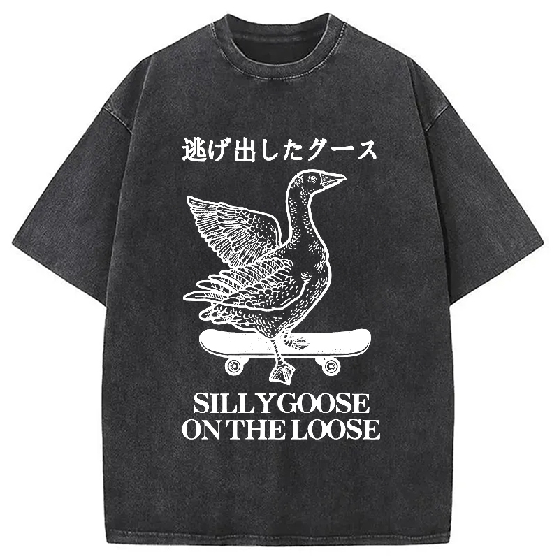 Modecanvas Skateboard Goose Washed T-Shirt-modecanvas