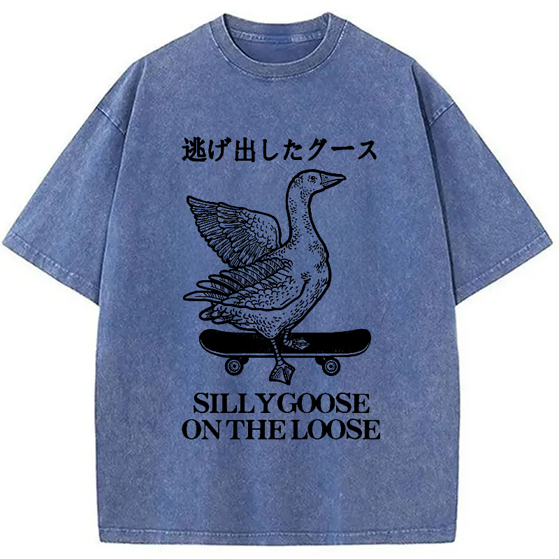 Modecanvas Skateboard Goose Washed T-Shirt-modecanvas