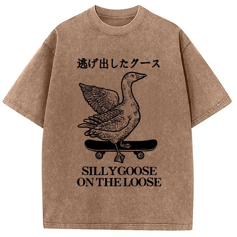 Modecanvas Skateboard Goose Washed T-Shirt-modecanvas
