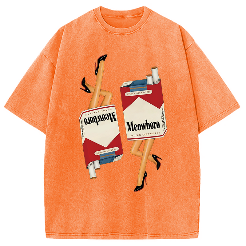 Modecanvas Funny Meowboro Meme Washed T-Shirt