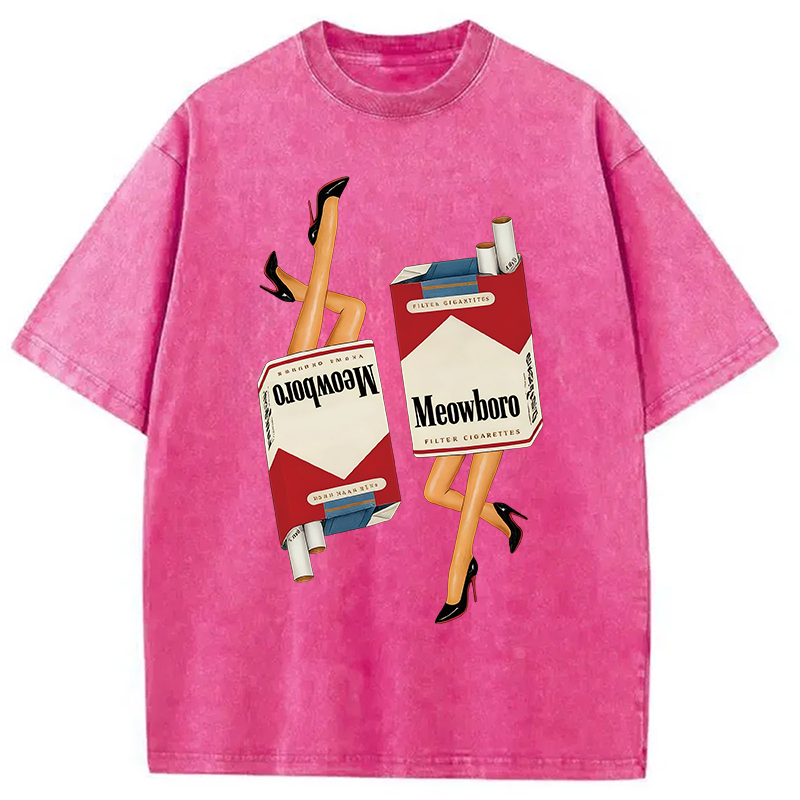 Modecanvas Funny Meowboro Meme Washed T-Shirt