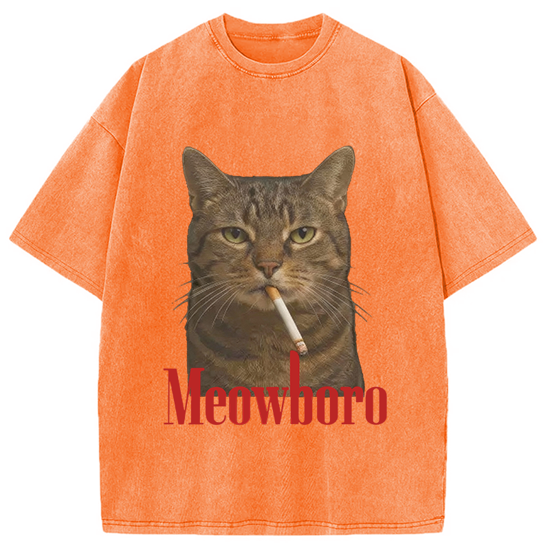 Modecanvas Funny Realistic Cat Meme Washed T-Shirt-modecanvas
