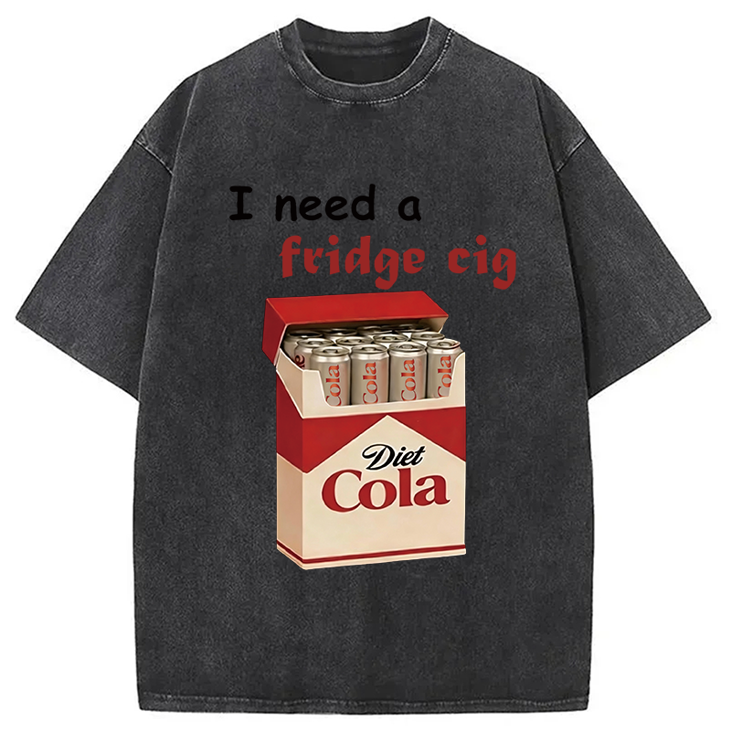 Modecanvas I Need A Fridge Cig Washed T-Shirt-modecanvas