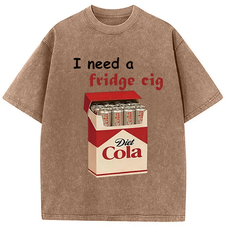 Modecanvas I Need A Fridge Cig Washed T-Shirt-modecanvas
