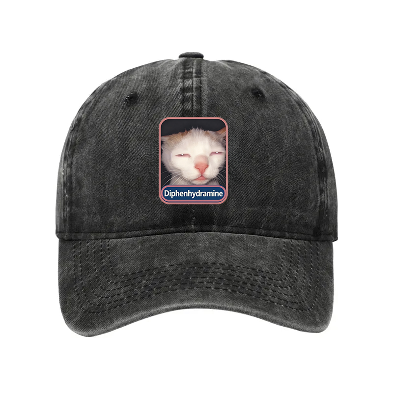 Modecanvas diphenhydramine Meme Cat Washed Cap-modecanvas
