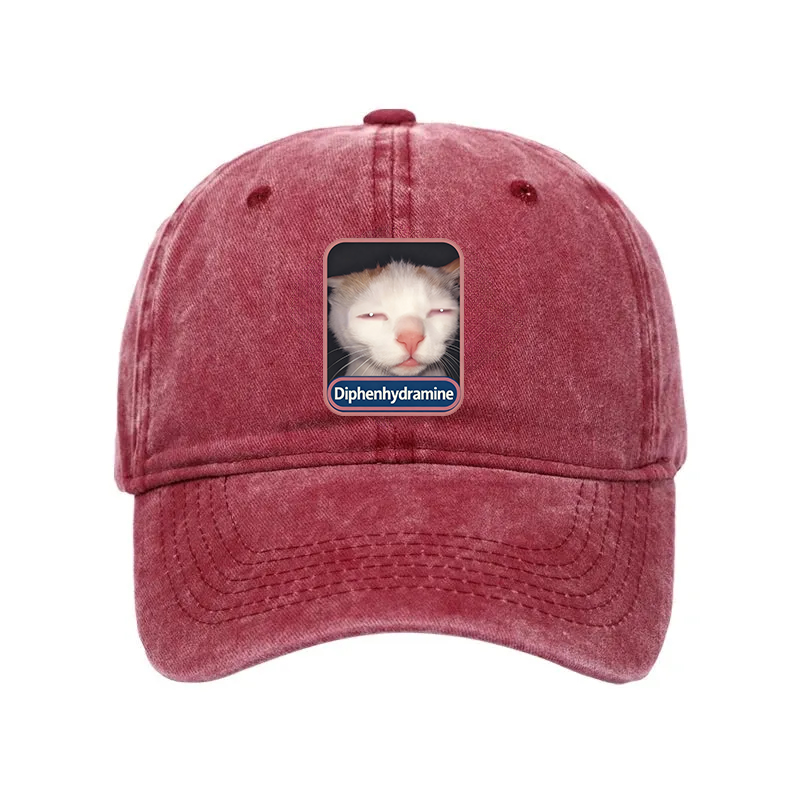 Modecanvas diphenhydramine Meme Cat Washed Cap-modecanvas