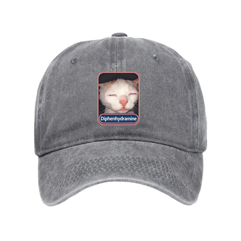 Modecanvas diphenhydramine Meme Cat Washed Cap-modecanvas