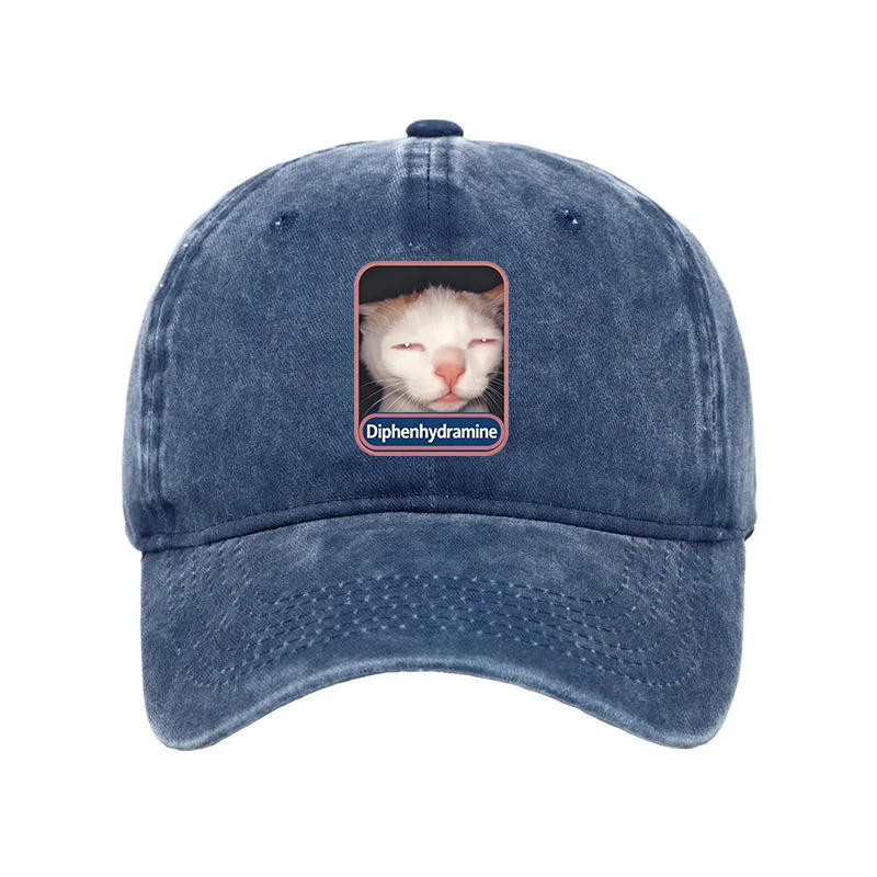Modecanvas diphenhydramine Meme Cat Washed Cap-modecanvas