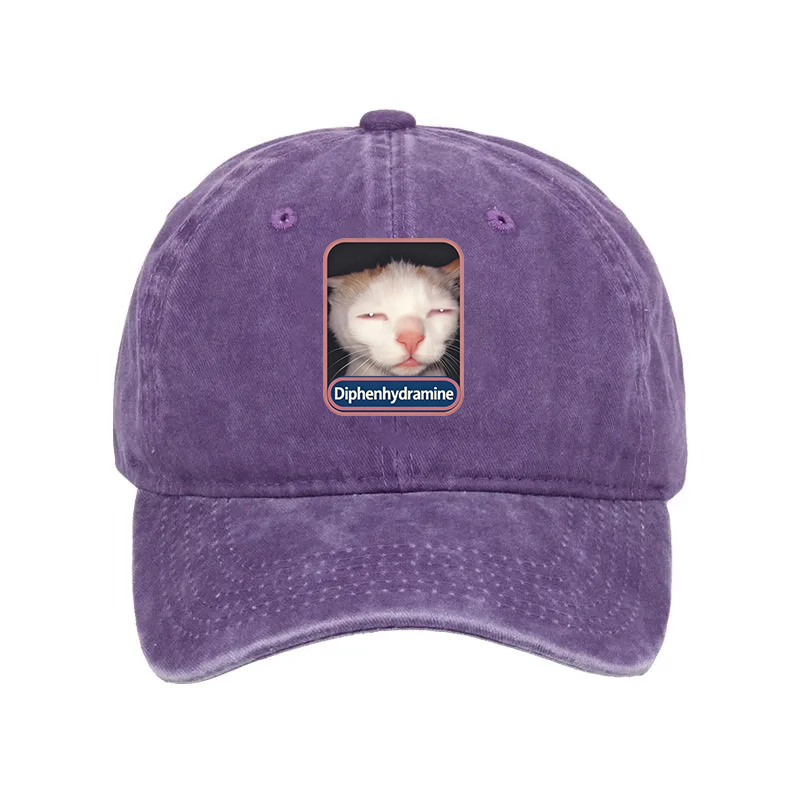 Modecanvas diphenhydramine Meme Cat Washed Cap-modecanvas