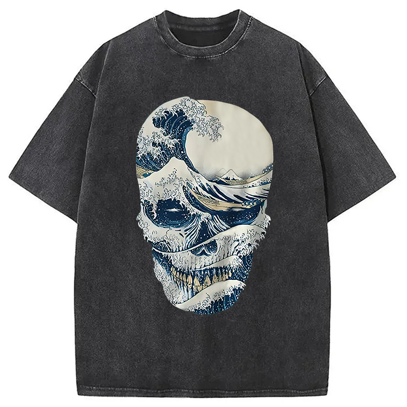 Modecanvas The Great Wave Off Skull Washed T-Shirt