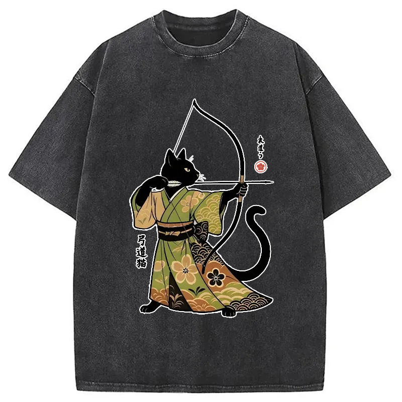 Modecanvas Japan Cat Archery Washed T-Shirt