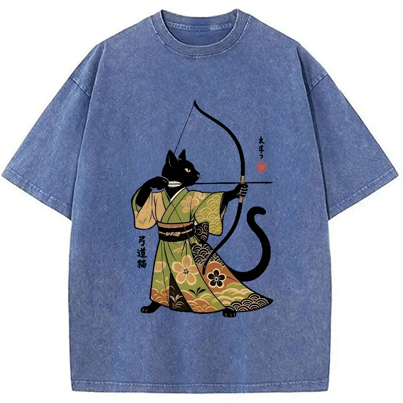 Modecanvas Japan Cat Archery Washed T-Shirt