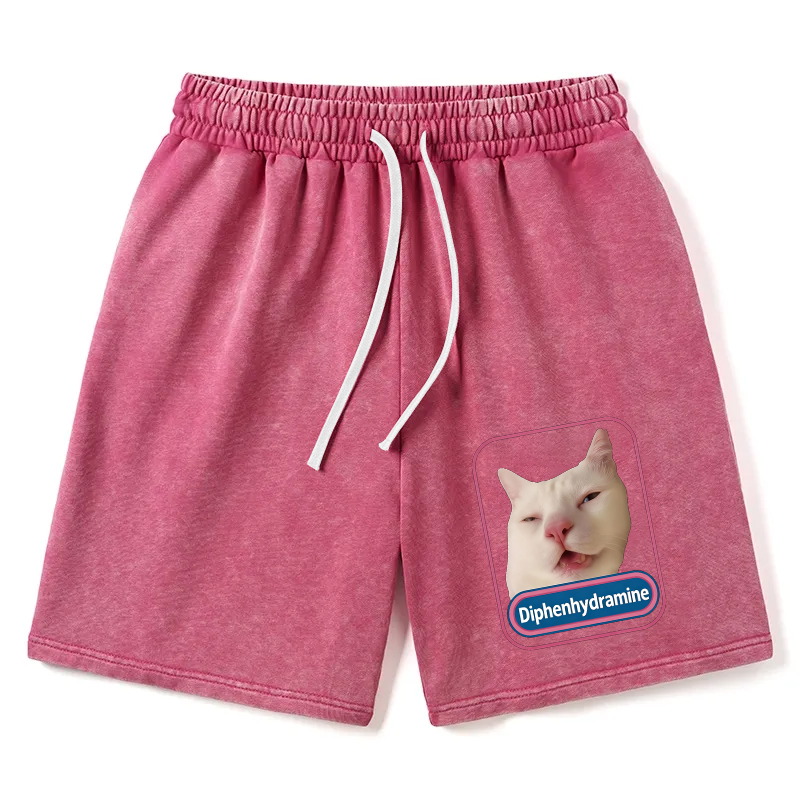 Modecanvas Funny Diphenhydramine Meme Cat Washed Short