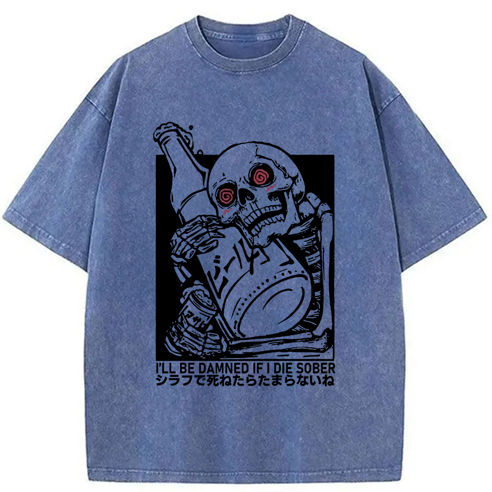 Modecanvas Wine Is Essential In Life Washed T-Shirt-modecanvas