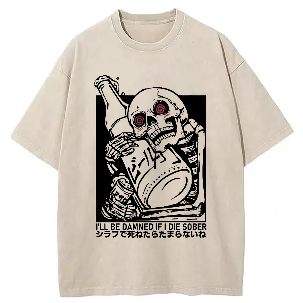 Modecanvas Wine Is Essential In Life Washed T-Shirt-modecanvas